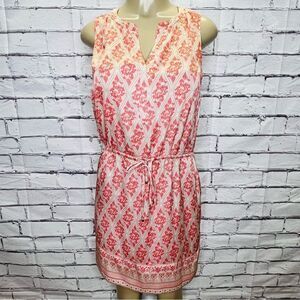 White House Black Market Coral Print Sleeveless Dress size 2